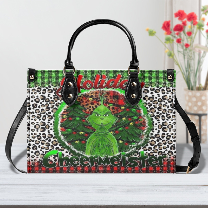 Christmas Grinch Leather Hand Bag,Grinch Handbag,Grinch Woman Purse,Grinch Lover's Handbag,Custom Leather Bag,Personalized Bag,Vintage Bags.jpg