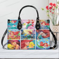 Custom Little Mermaid Leather Bag hand bag, Mermaid Woman Handbag, Mermaid Lovers Handbag