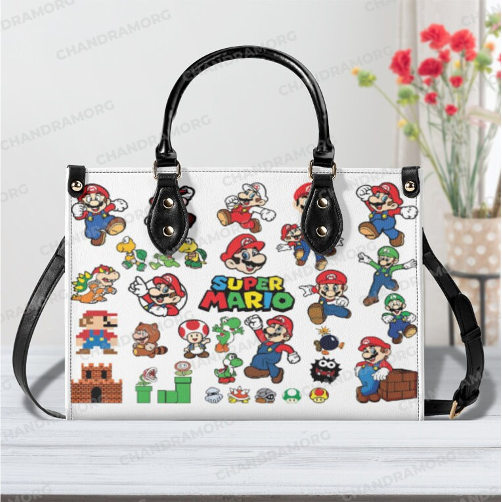 Super Mario Leather Bag hand bag,Super Mario Woman Handbag,Super Mario Lover's Handbag,Custom Leather Bag,Personalized Bags,Cartoon Handbag.jpg