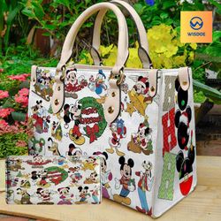 Mickey Christmas Women Leather Bag Handbag, Mickey Women Bags and Purses, Mickey Lovers Handbag