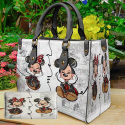 Mickey Minnie Women Leather Bag Handbag, Mickey Women Bag and Purse, Mickey Lovers Handbag