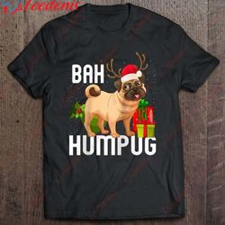 bah humpug puggle xmas hum pug baby gifts pet dogs raglan baseball shirt, christmas shirts family cheap wear love, shar