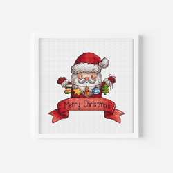 Christmas Cross Stitch Pattern Santa Claus with Garland Christmas Garland Hand Embroidery DIY Holiday Decor Digital File