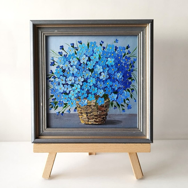 Palette-knife-painting-floral-art-in-a-frame-bouquet-of-blue-flowers-in-a-vase-small-wall-decor (2).jpg