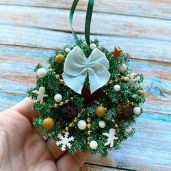 Miniature Wreath Tree DollHouse Christmas Souvenir