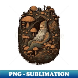 lord of the shrooms - vintage dark dwarf wizard fantasy mushroom illustration - signature sublimation png file - perfect for sublimation art