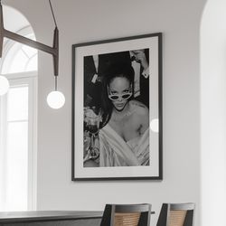 vintage rihanna canvas, black and white, fashion wall art, rihanna print, vintage music canvas, teen girl room decor, fe