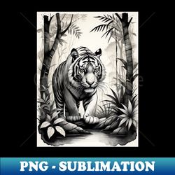 Ink Art Stalking Tiger - Unique Sublimation PNG Download - Unlock Vibrant Sublimation Designs