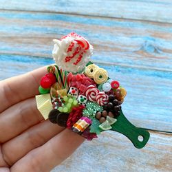 Magnet Miniature Charcuterie DollHouse Board Christmas Souvenir with Ice Cream