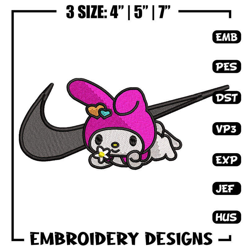 Kuromi Nike embroidery design, Hello kitty embroidery, Nike design, cartoon design, cartoon shirt, Digital download.jpg