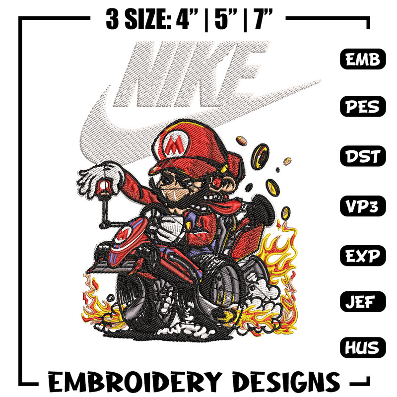 Mario car Nike Embroidery design, Mario car game Embroidery, Nike design, Embroidery file, logo shirt, Instant download..jpg