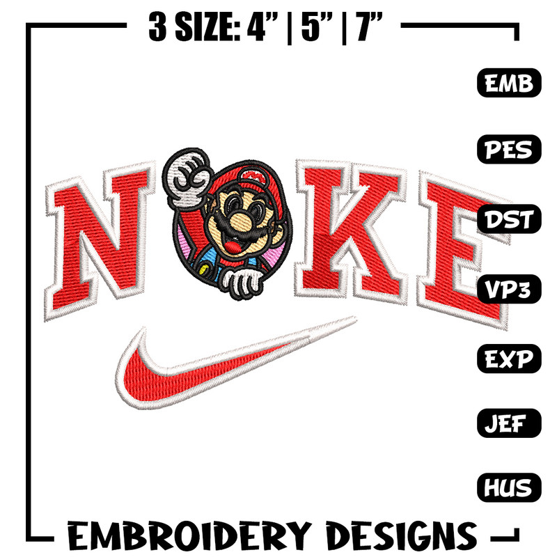 Mario swoosh embroidery design, Mario embroidery, Embroidery file, Embroidery shirt, Nike design,Digital download.jpg