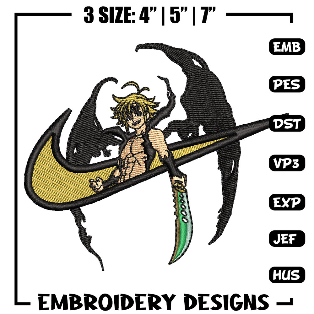 Meliodas Nike embroidery design, Nanatsu no Taizai embroidery, Nike design, anime design, anime shirt, Digital download.jpg