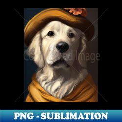 Golden Retriever in a floral hat - Signature Sublimation PNG File - Perfect for Sublimation Mastery