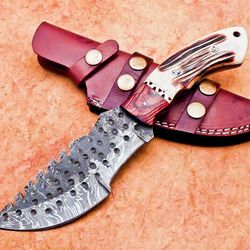 custom handmade damascus blade camping hunting full tang tracker knife