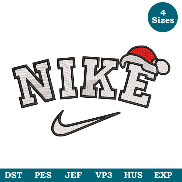 Nike Christmas Embroidery Design, Christmas Hat Embroidery Design, Nike Embroidery Design, Instant Download Image 1.jpg