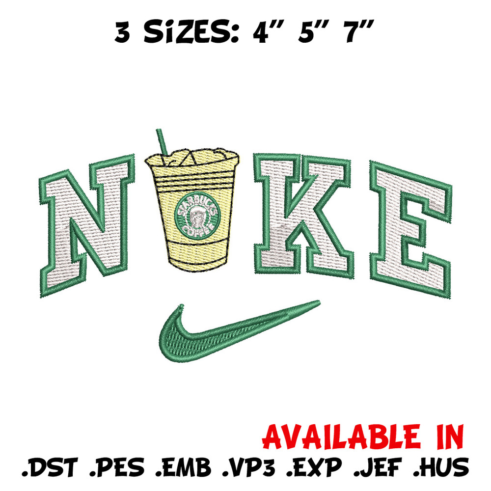 Nike coffee embroidery design, Starbuck embroidery, Nike design, Embroidery shirt, Embroidery file,Digital download.jpg
