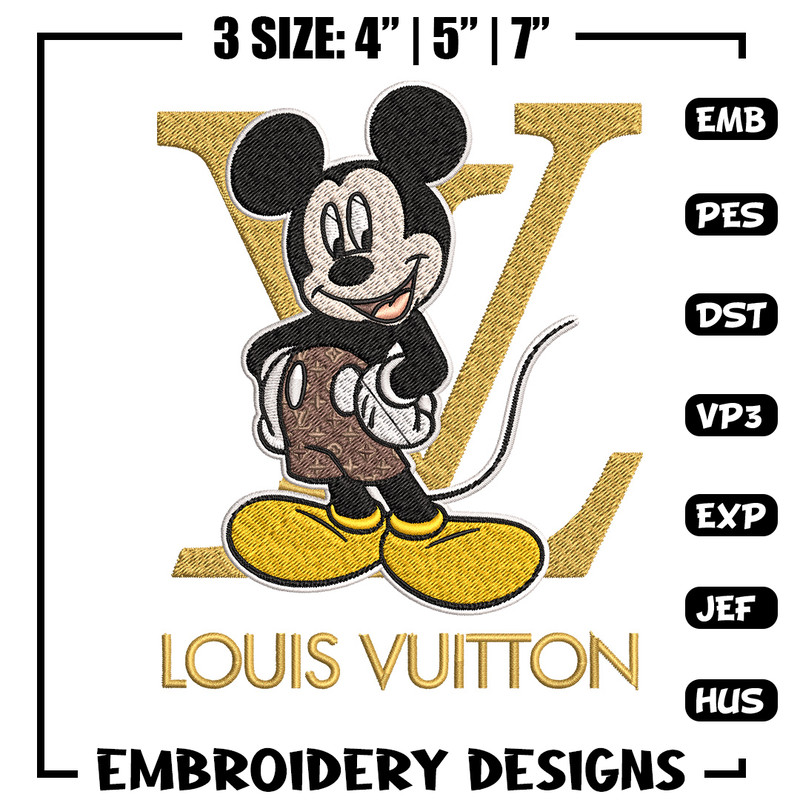 Mickey logo lv Embroidery Design, Lv Embroidery, Embroidery File, Brand Embroidery, Logo shirt, Digital download.jpg