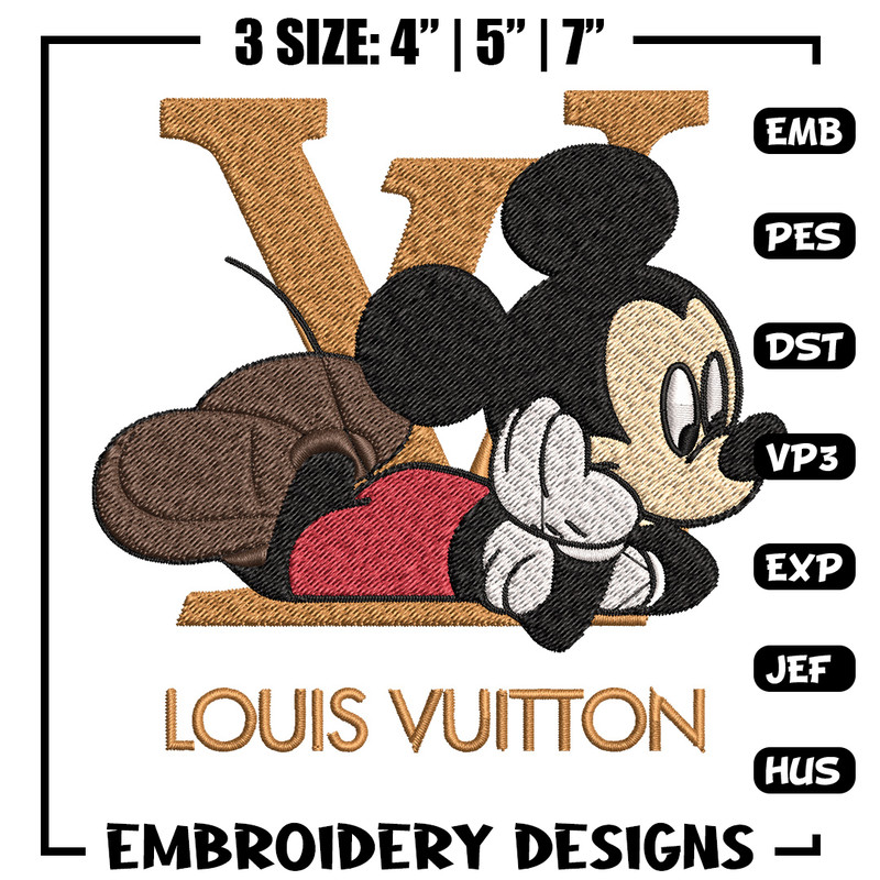 Mickey louis vuitton Embroidery Design, Lv Embroidery, Embroidery File, Brand Embroidery, Logo shirt, Digital download.jpg