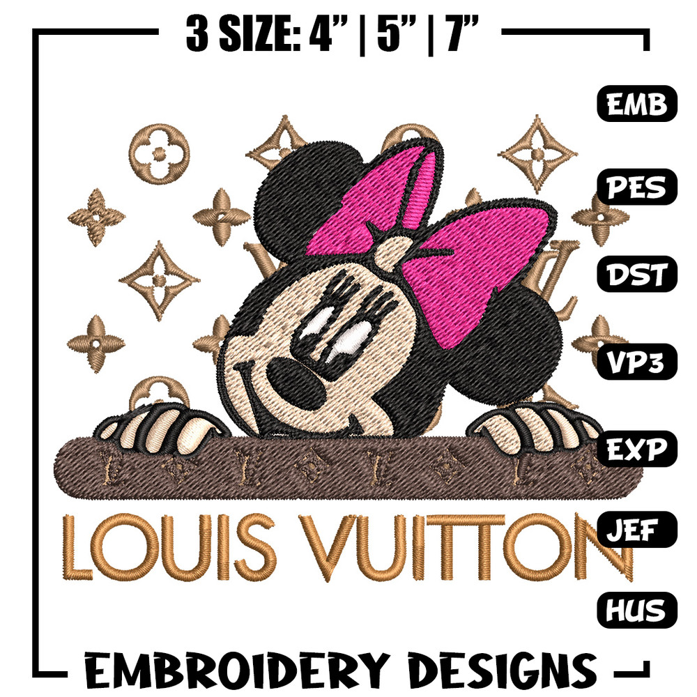 Minnie head lv Embroidery Design, Lv Embroidery, Embroidery File, Brand Embroidery, Logo shirt, Digital download.jpg
