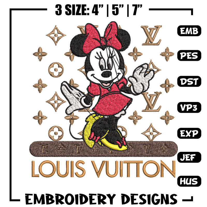 Minnie logo lv Embroidery Design, Lv Embroidery, Embroidery File, Brand Embroidery, Logo shirt, Digital download.jpg