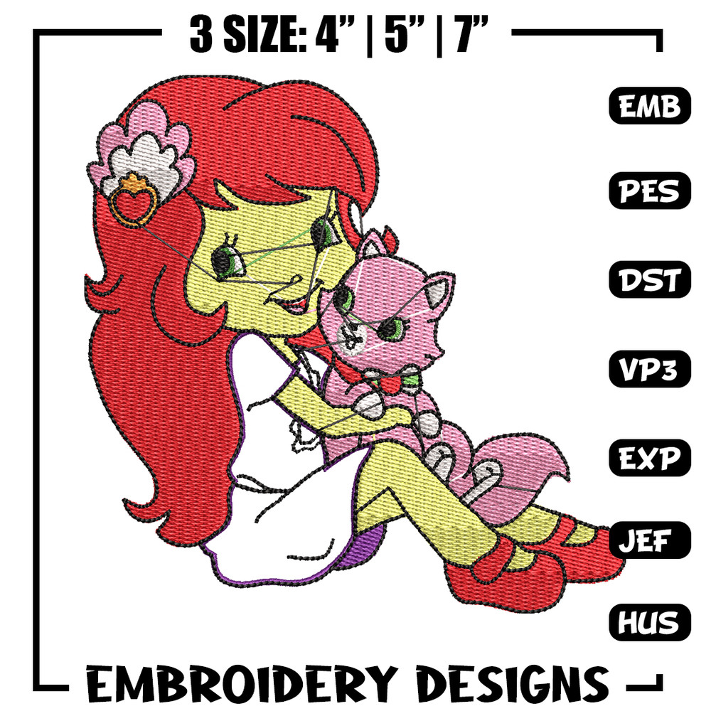 Morangunho gato aplique embroidery design, cartoon embroidery, Embroidery file, Nike design, Instant download.jpg