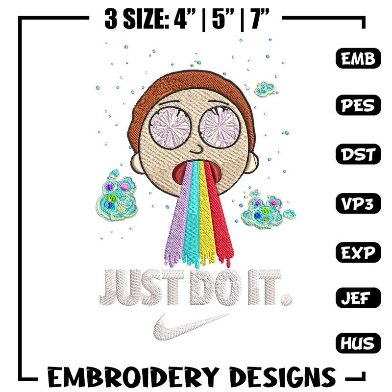 Morty Smith Just Rick It Embroidery design, Cartoon Embroidery, Logo Nike design, Embroidery file, Instant download..jpg