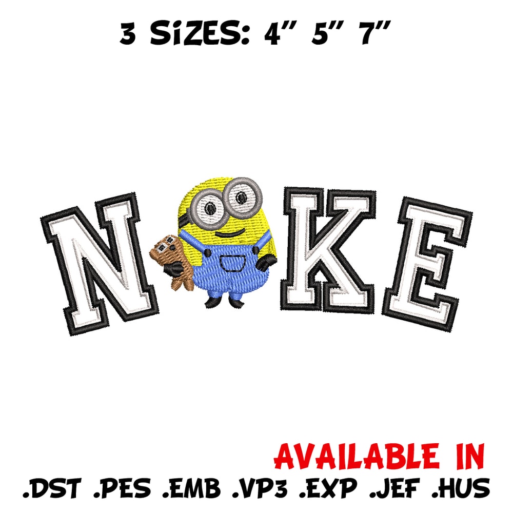 Nike minion embroidery design, Minion embroidery, Nike design, Embroidery shirt, Embroidery file, Digital download.jpg