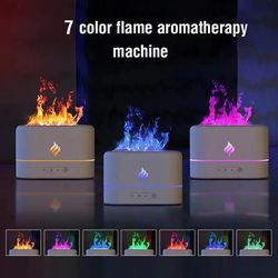 7 colors flame simulation ultrasonic humidifier with aromatherapyand lighting - usb powered essential oil diffuser