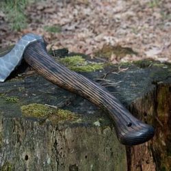 hand-forged carbon steel viking axe | 18" bearded camping hatchet with rosewood handle