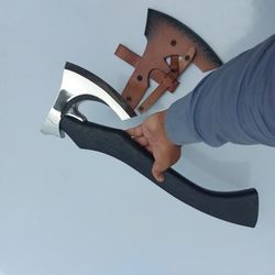 handmade carbon steel viking axe | bearded blade with polished rosewood handle | authentic norse battle axe