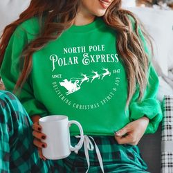 christmas sweatshirt, north pole polar express shirt, vintage sweatshirt, christmas women gifts, holiday party shirt, wi