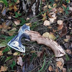 personalized viking axe | hand-forged carbon steel bearded hatchet with rosewood handle | handmade gift for husband