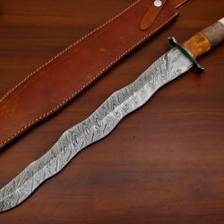 huge custom hand made damascus kriss blade 22" bowie hunting knife