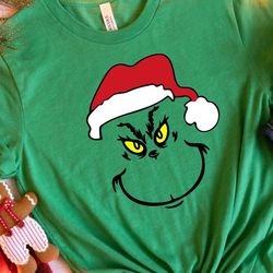 grinch face tshirt, retro grinch shirt, grinch christmas shirt for women, merry grinchmas tee, cute grinch t-shirt for g