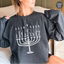 hanukkah tees and sweaters, family hanukkah sweatshirt, happy hanukkah hoodie women, jewish holiday apparel, religious j