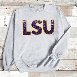 lsu faux sequin sweatshirt, glitter geaux tigers sweatshirts, lsu sweatshirt