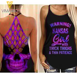 kansas girl criss-cross open back camisole tank top 2403ngba