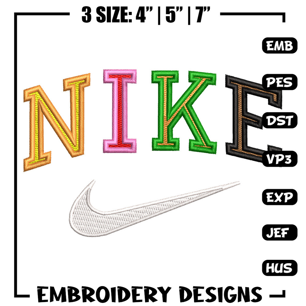 Nike color embroidery design, Nike embroidery, Nike design, Embroidery shirt, Embroidery file, Digital download.jpg