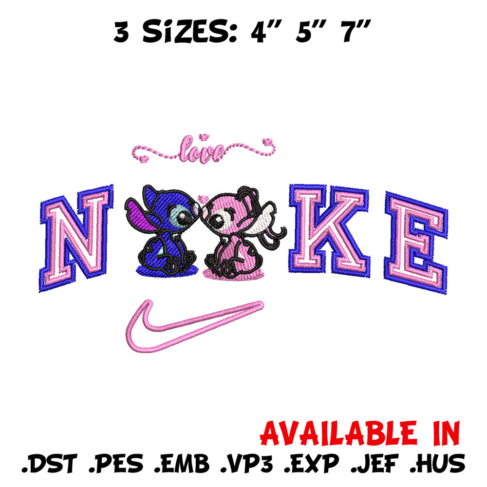 Nike stitch couple embroidery design, Stitch embroidery, Nike design, Embroidery file,Embroidery shirt, Digital download.jpg