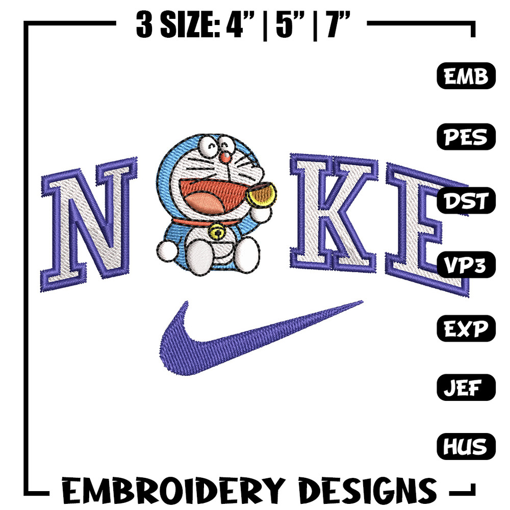 Nike doraemon embroidery design, Doraemon embroidery, Emb design, Embroidery shirt, Embroidery file, Digital download.jpg