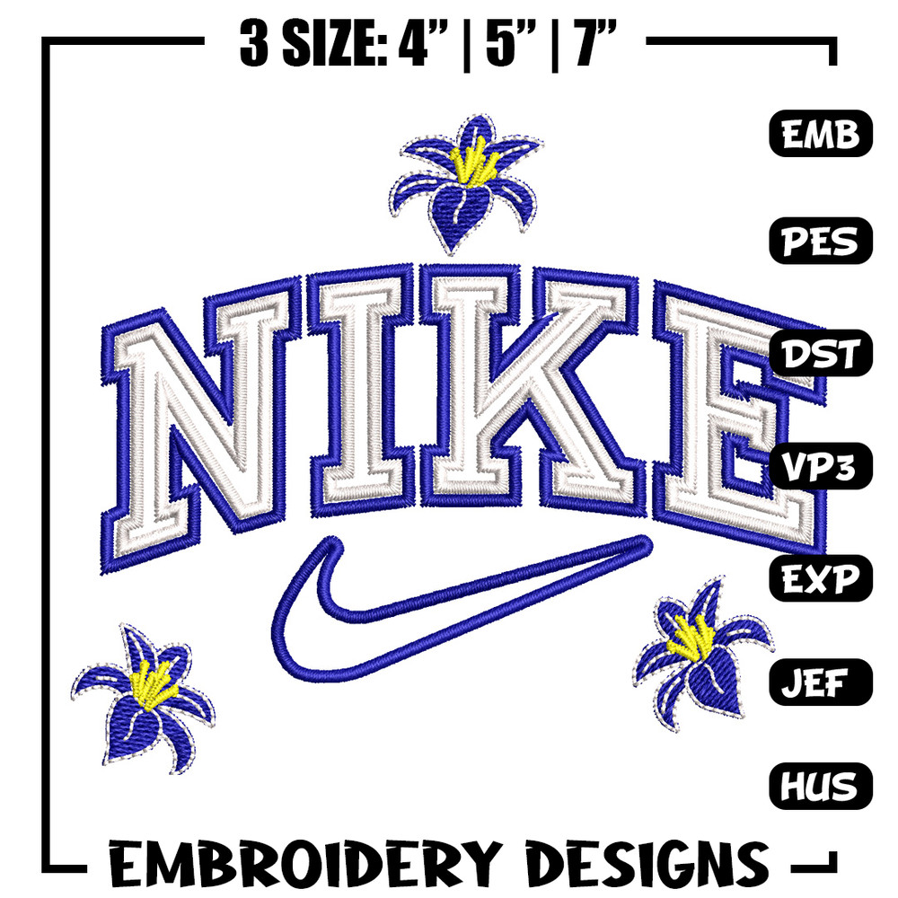 Nike flower embroidery design, Flower embroidery, Nike design, Embroidery shirt, Embroidery file, Digital download.jpg
