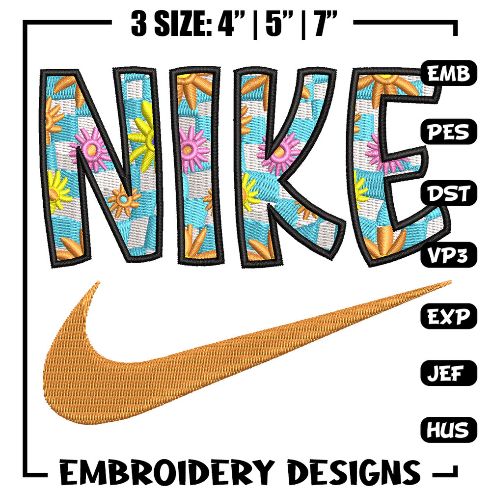 Nike flower embroidery design, Flower embroidery, Nike design, Embroidery shirt, Embroidery file,Digital download.jpg