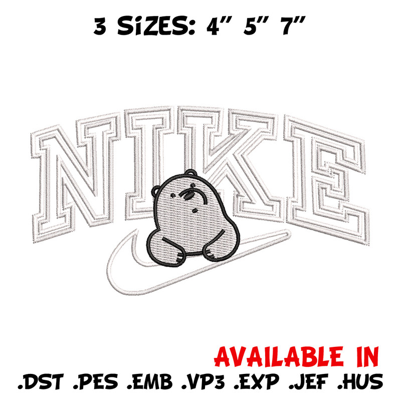 Nike white bear embroidery design, Cartoon embroidery, Nike design, Embroidery shirt, Embroidery file,Digital download.jpg