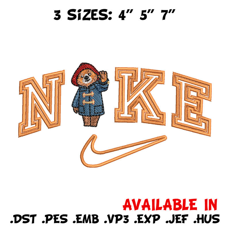 Nike x bear embroidery design, Bear embroidery, Nike design, Embroidery shirt, Embroidery file,Digital download.jpg