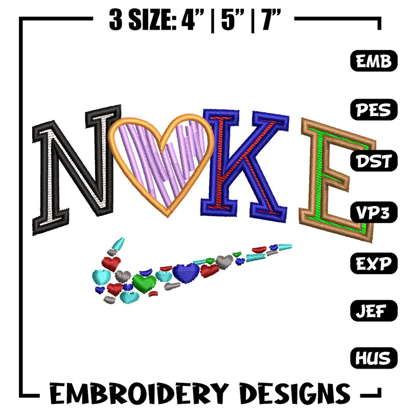 Nike heart color embroidery design, Logo embroidery, Nike design, Embroidery shirt, Embroidery file, Digital download.jpg