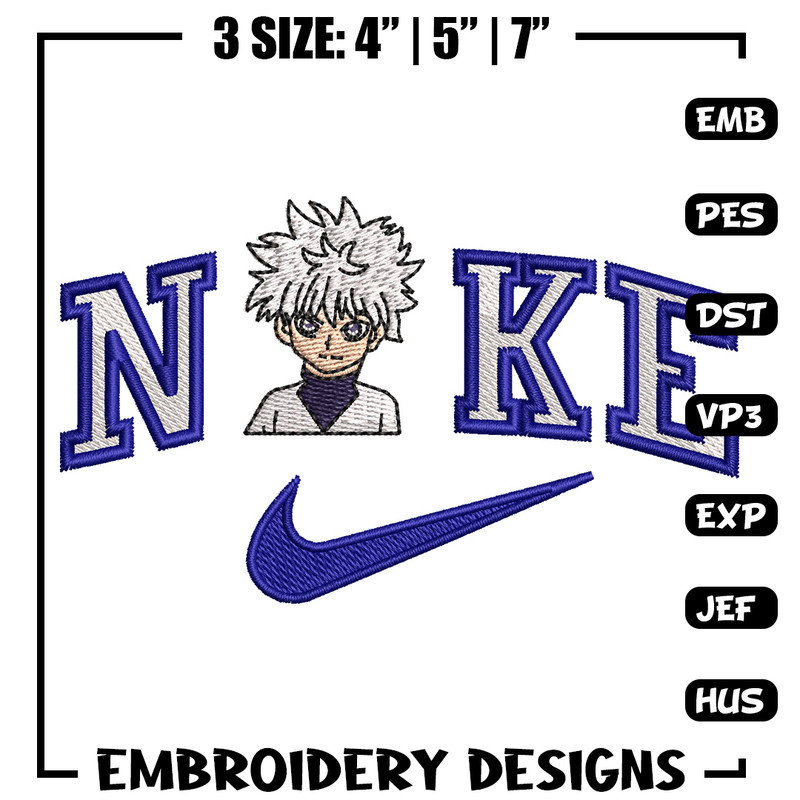 Nike Killua embroidery design, HxH embroidery, Nike design, Embroidery shirt, Embroidery file, Digital download.jpg