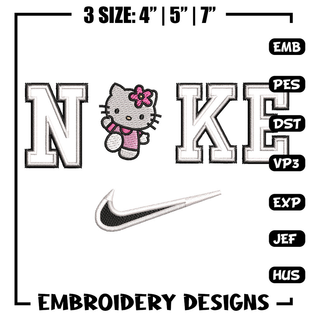 Nike kitty embroidery design, Hello kitty embroidery, Emb design, Embroidery shirt, Embroidery file, Digital download.jpg