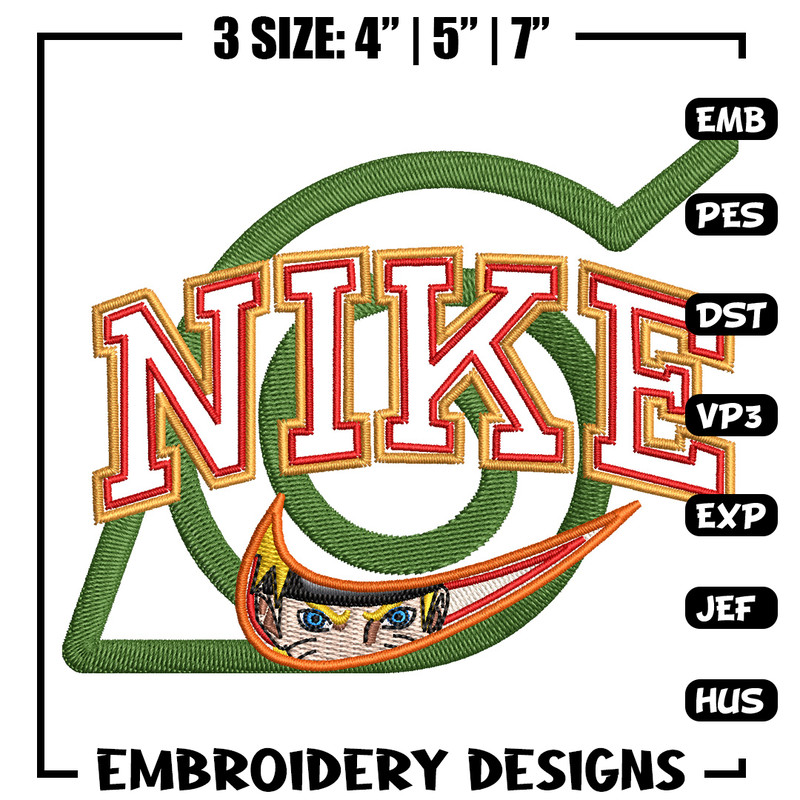 Nike konoha logo embroidery design, Naruto embroidery, Nike design,Embroidery shirt, Embroidery file, Digital download.jpg