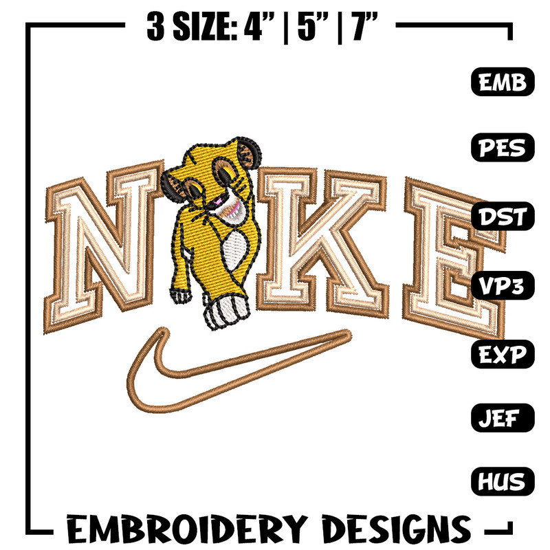 Nike lion child embroidery design, Lion king embroidery,Nike design, Embroidery shirt, Embroidery file, Digital download.jpg